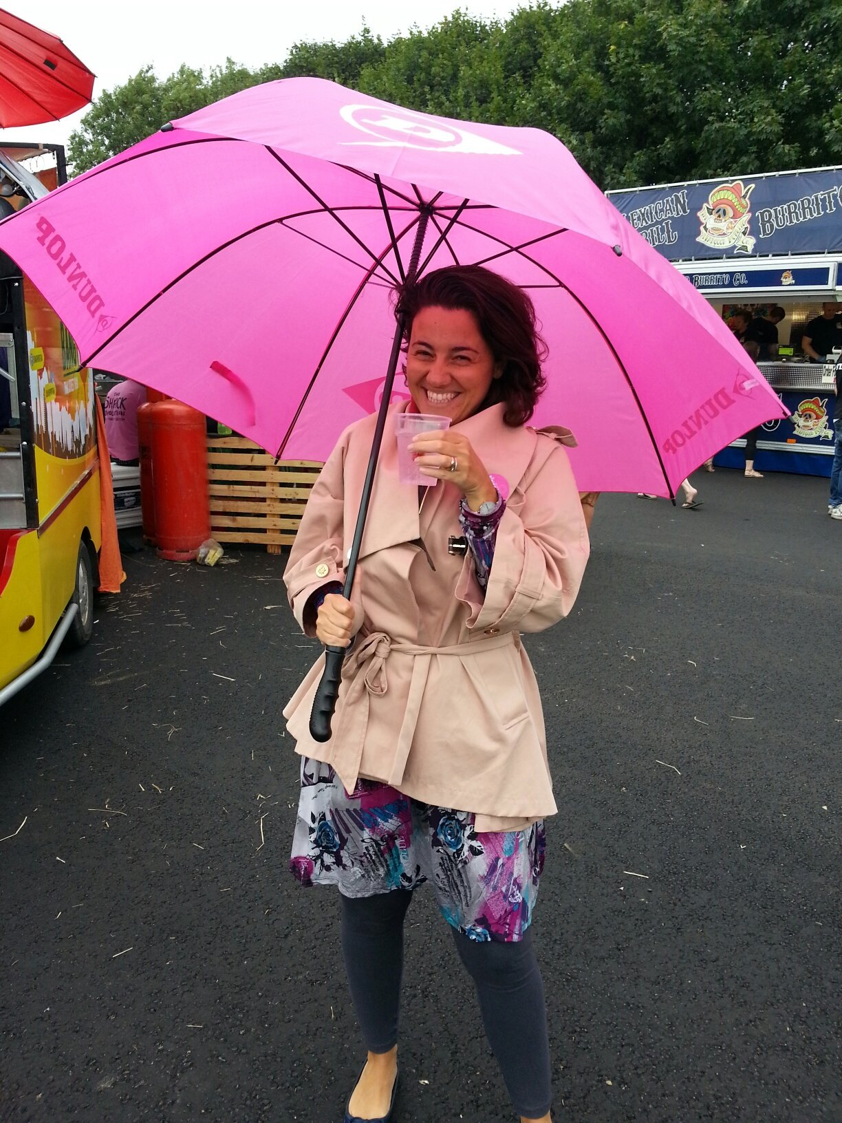 Mariacristina under an umbrella