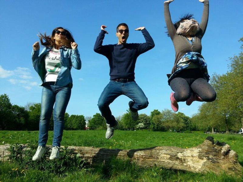 M, M and M jumping off a log