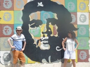 George and Mariacristina next to Che Guevara mural